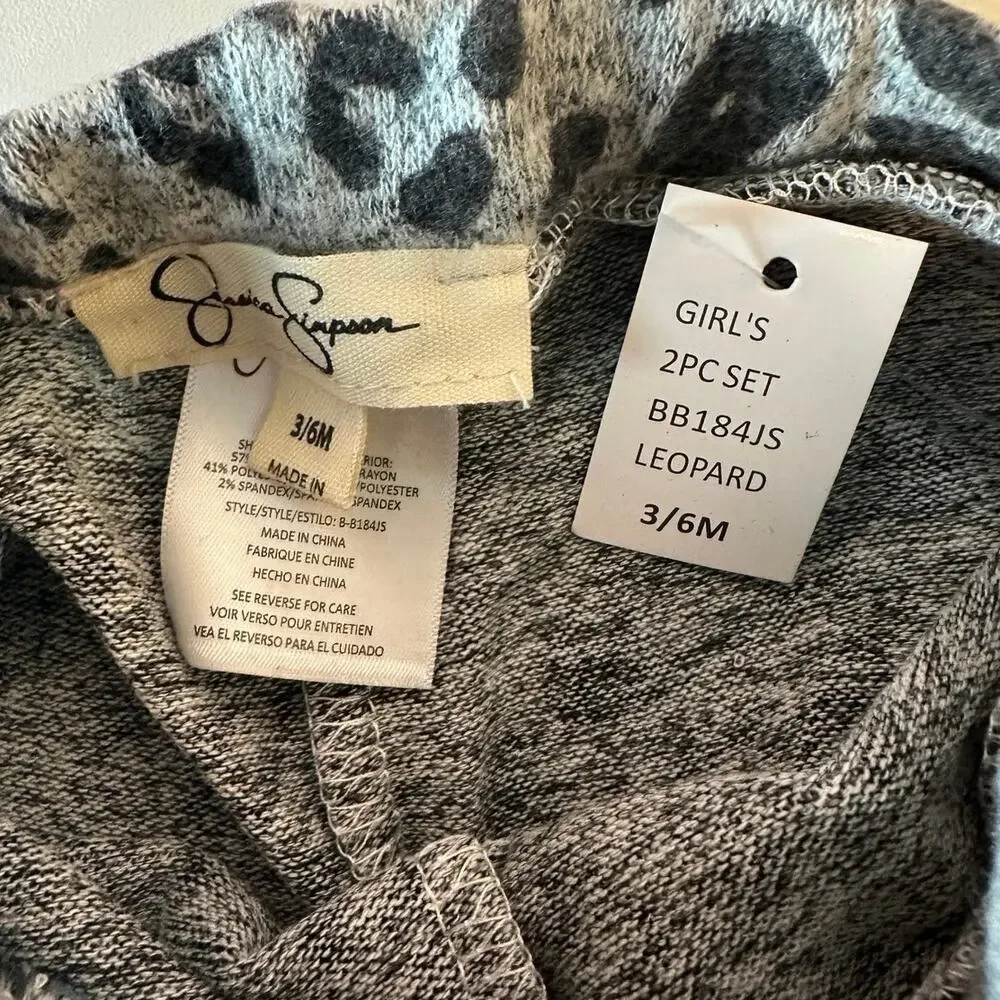 Jessica Simpson Baby Girl Leopard 2 Piece Set Outfit Size 3/6M Animal‎ Print